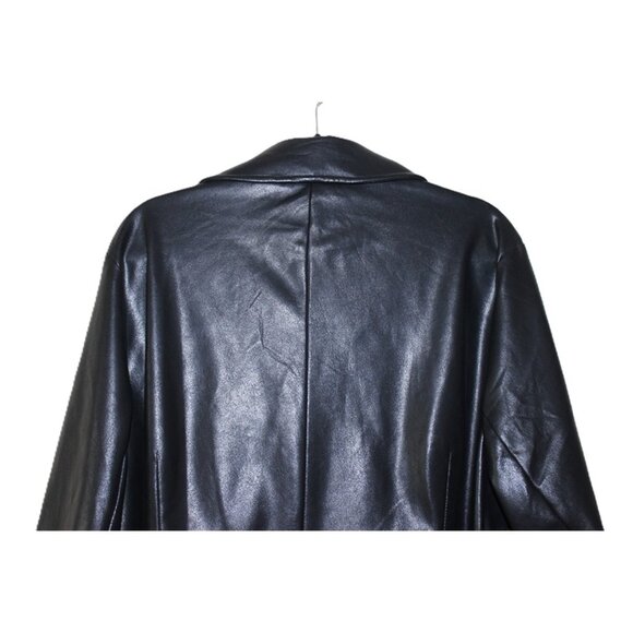 H&M Divided Matrix-Stle Faux Leather Belted Trench Coat in Black (Plus Size) - Picture 6 of 13